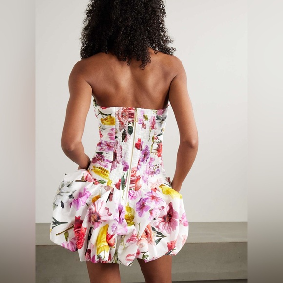 AJE Violette strapless ruched floral-print mini Bubble Hem dress AU6/US2 NWT - Picture 3 of 4